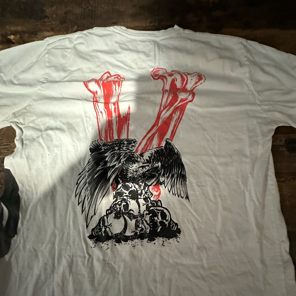 VLONE White and Red Short Sleeve Tee with Graphic Design